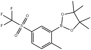 2-METHYL-5-(TRIFLUOROMETHYLSULFONYL)PHENYLBORONIC ACID, PINACOL ESTER, 1150271-69-4, 结构式