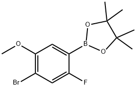 4-ブロモ-2-フルオロ-5-メトキシフェニルボロン酸ピナコールエステル 化学構造式