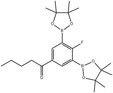 2-フルオロ-5-ペンタノイル-1,3-フェニレンジボロン酸ピナコールエステル 化学構造式