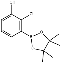 2-クロロ-3-(4,4,5,5-テトラメチル-1,3,2-ジオキサボロラン-2-イル)フェノール 化学構造式