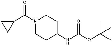 TERT-ブチル 1-(シクロプロパンカルボニル)ピペリジン-4-イルカルバメート 化学構造式