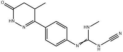 N-シアノ-N'-メチル-N''-[4-[(1,4,5,6-テトラヒドロ-4α-メチル-6-オキソピリダジン)-3-イル]フェニル]グアニジン 化学構造式