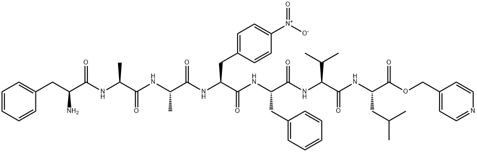 苯丙氨酰-丙氨酰-苯丙氨酰(4-硝基)-苯丙氨酸酰-缬氨酰-亮氨酸(4-吡啶甲基)酯 结构式