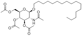 HEXADECYL 2-ACETAMIDO-3,4,6-TRI-O-ACETYL-2-DEOXY-BETA-D-GLUCOPYRANOSIDE 化学構造式