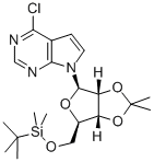 6-Chloro-7-deaza-9-(5'-O-tert-butyldimethylsilyl-2',3'-O-isopropylidene-b-D-ribofuranosyl)purine Struktur