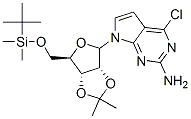 2-Amino-4-chloro-7-(2,3-O-isopropylidene-5-O-tert-butyldimethylsily--D-ribofuranosyl)pyrrolo[2,3,-d]pyrimidine|