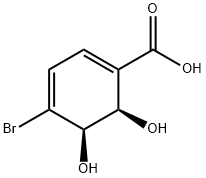 (2R,3R)-4-ブロモ-1-カルボキシ-2,3-ジヒドロキシシクロヘキサ-4,6-ジエン 化学構造式