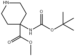 4-N-BOC-アミノピペリジン-4-カルボン酸メチル 化学構造式