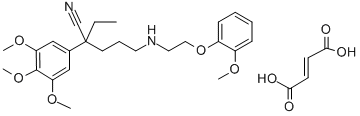 α-エチル-3,4,5-トリメトキシ-α-[3-[[2-(2-メトキシフェノキシ)エチル]アミノ]プロピル]ベンゼンアセトニトリル·(E)-2-ブテン二酸 化学構造式