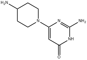 2-アミノ-6-(4-アミノ-1-ピペリジニル)-4(3H)-ピリミジノン二塩酸塩 化学構造式