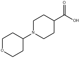 1-(テトラヒドロ-2H-ピラン-4-イル)-4-ピペリジンカルボン酸 化学構造式