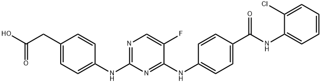 2-(4-(4-(4-(2-chlorophenylcarbaMoyl)phenylaMino)-5-fluoropyriMidin-2-ylaMino)phenyl)acetic acid 化学構造式
