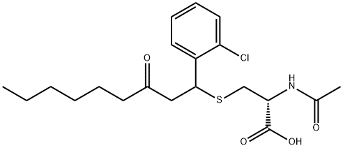 2-(N-acetylamino)-3-(1-(2-chlorophenyl)-3-oxononylthio)propionate Struktur