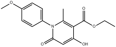 1,6-ジヒドロ-4-ヒドロキシ-1-(4-メトキシフェニル)-2-メチル-6-(オキソ)ニコチン酸エチル 化学構造式