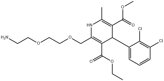 rac-2-[[2-(2-アミノエトキシ)エトキシ]メチル]-4α*-(2,3-ジクロロフェニル)-1,4-ジヒドロ-6-メチル-3,5-ピリジンジカルボン酸3-エチル5-メチル 化学構造式