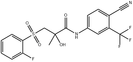 N-[3-(トリフルオロメチル)-4-シアノフェニル]-2-ヒドロキシ-2-[(2-フルオロフェニルスルホニル)メチル]プロピオンアミド 化学構造式