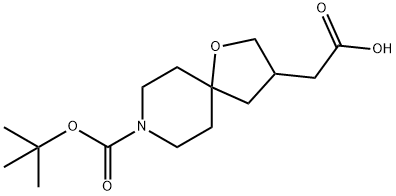 1-Oxa-8-azaspiro[4.5]decane-3-acetic acid, 8-[(1,1-diMethylethoxy)carbonyl]-,1160246-87-6,结构式