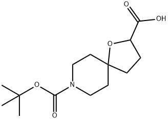 8-(tert-Butoxycarbonyl)-1-oxa-8-azaspiro[4.5]decane-2-carboxylic acid Struktur