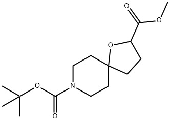 8-(1,1-Dimethylethyl) 2-methyl 1-oxa-8-azaspiro[4.5]decane-2,8-dicarboxylate Struktur