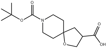 8-(1,1-Dimethylethyl) 1-oxa-8-azaspiro[4.5]decane-3,8-dicarboxylate Struktur