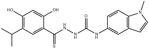 1-(2,4-dihydroxy-5-isopropylphenylcarbonothioyl)-4-(1-Methyl-1H-indol-5-yl)seMicarbazide Struktur