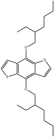 4,8-ビス(2-エチルヘキシルオキシ)ベンゾ[1,2-b:4,5-b']ジチオフェン 化学構造式