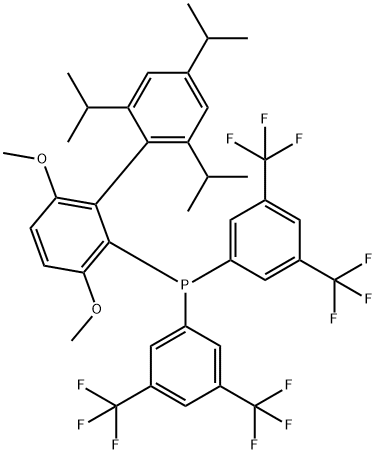 2-{Bis[3,5-bis(trifluoromethyl)phenyl]phosphino}-3,6-dimethoxy -2′,4′,6′-triisopropyl-1,1′-biphenyl 95% Structure
