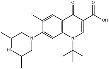 1-tert-ブチル-4-オキソ-6-フルオロ-7-(3,5-ジメチル-1-ピペラジニル)-1,4-ジヒドロ-3-キノリンカルボン酸 化学構造式