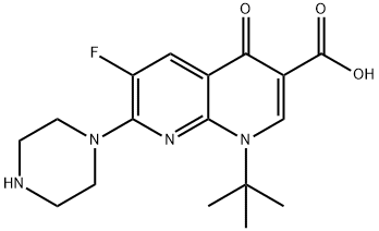 1-tert-Butyl-6-fluoro-1,4-dihydro-4-oxo-7-piperazino-1,8-naphthyridine-3-carboxylic acid Structure