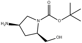 (2R,4R)-4-氨基-2-(羟甲基)吡咯烷-1-羧酸叔丁酯 结构式