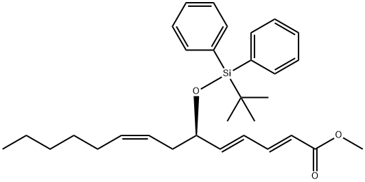 METHYL-(6R)-((T-BUTYL) DIPHENYLSILYLOXY)-(2E,4E,8Z)-TETRADECATRIENOATE 结构式