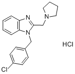 1-[(4-氯苯基)甲基]-2-(吡咯烷-1-基甲基)苯并咪唑盐酸盐,1163-36-6,结构式