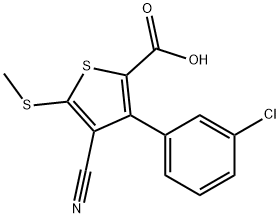 3-(3-CHLOROPHENYL)-4-CYANO-5-(METHYLTHIO)THIOPHENE-2-CARBOXYLIC ACID 化学構造式
