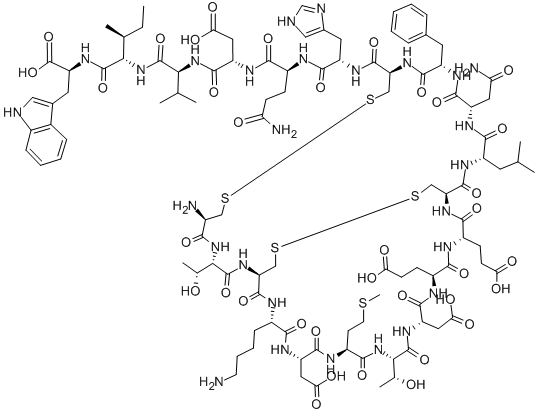 CYS-THR-CYS-LYS-ASP-MET-THR-ASP-GLU-GLU-CYS-LEU-ASN-PHE-CYS-HIS-GLN-ASP-VAL-ILE-TRP (DISULFIDE BRIDGE: CYS1-CYS15, CYS3- CYS11), 116495-45-5, 结构式