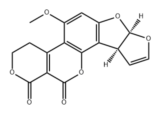 5-メトキシ-3,4,7aα,10aα-テトラヒドロ-1H,12H-フロ[3',2':4,5]フロ[2,3-h]ピラノ[3,4-c][1]ベンゾピラン-1,12-ジオン 化学構造式