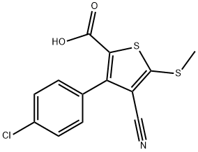 3-(4-氯苯基)-4-氰基-5-甲基硫代噻吩-2-羧酸,116525-66-7,结构式