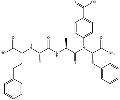 4-[[(1S)-1-[[(2S)-2-[[(2S)-2-[(1-carboxy-3-phenyl-propyl)amino]propano yl]amino]propanoyl]carbamoyl]-2-phenyl-ethyl]amino]benzoic acid 结构式