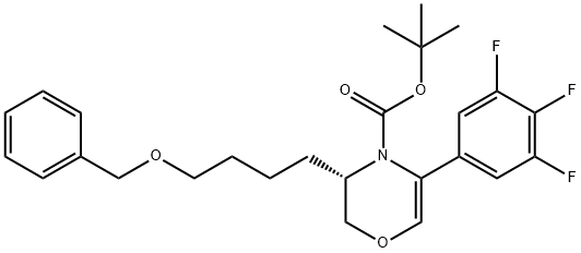 3-(4-(苄氧基)丁基)-5-(3,4,5-三氟苯基)-2H-1,4-恶嗪-4(3H)-羧酸叔丁酯, 1166394-99-5, 结构式