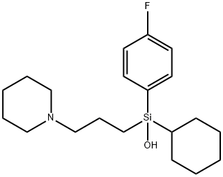 4-フルオロフェニルシクロヘキシル3-ピペリジノプロピルシラノール 化学構造式
