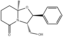 3-(ヒドロキシメチル)-8A-メチル-2-フェニルヘキサヒドロ-5H-[1,3]オキサゾロ[3,2-A]ピリジン-5-オン 化学構造式
