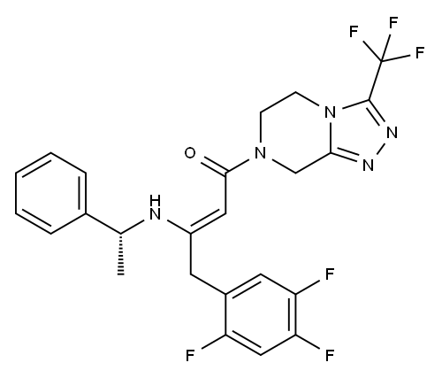 (2Z)-1-[5,6-Dihydro-3-(trifluoromethyl)-1,2,4-triazolo[4,3-a]pyrazin-7(8H)-yl]-3-[[(1R)-1-phenylethyl]amino]-4-(2,4,5-trifluorophenyl)-2-buten-1-one Structure