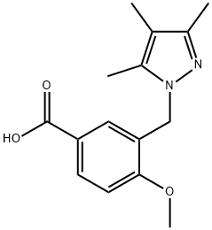 4-methoxy-3-[(3,4,5-trimethyl-1H-pyrazol-1-yl)methyl]benzoic acid Structure