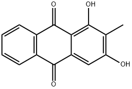 1-ヒドロキシ-2-メチル-3-ヒドロキシ-9,10-アントラキノン 化学構造式