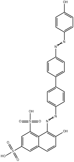 7-hydroxy-8-[[4'-[(4-hydroxyphenyl)azo][1,1'-biphenyl]-4-yl]azo]naphthalene-1,3-disulphonic acid 结构式