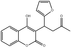 3-(α-アセトニルフルフリル)-4-ヒドロキシクマリン 化学構造式