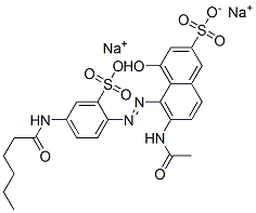 6-Acetylamino-5-(4-hexanoylamino-2-sulfophenylazo)-4-hydroxy-2-naphthalenesulfonic acid disodium salt Structure