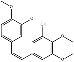 (Z)-3',4,4',5-テトラメトキシ-3-ヒドロキシスチルベン 化学構造式