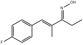 (1E,3E)-1-(4-氟苯基)-2-甲基-1-戊烯-3-酮肟 结构式