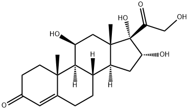 11β,16α,17α,21-テトラヒドロキシプレグナ-4-エン-3,20-ジオン 化学構造式