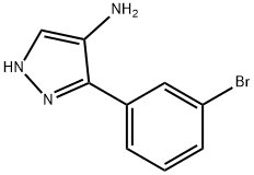 3-(3-ブロモフェニル)-1H-ピラゾール-4-アミン 化学構造式